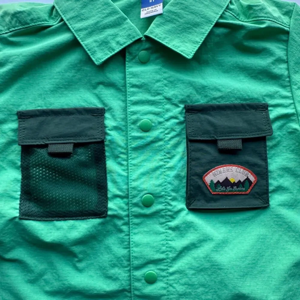Old Navy Toddler Boy Front Pocket Button Down Short Sleeve Shirt Sz 2T NWT